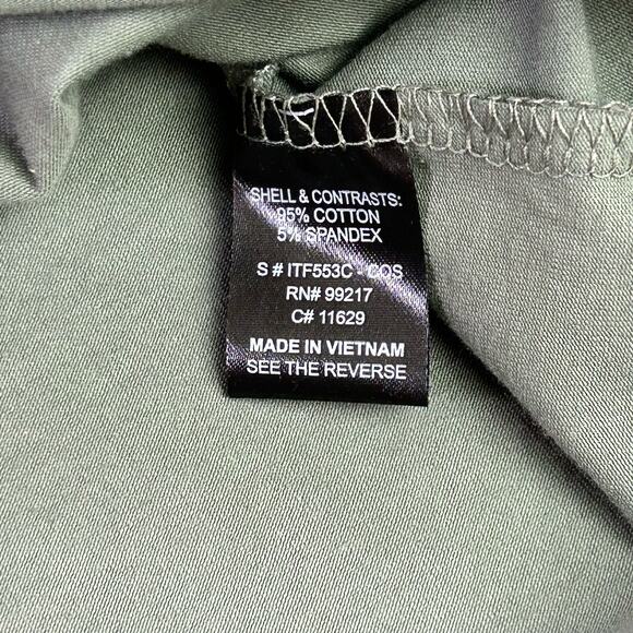 MM MM MM Top Women XL Cropped Green Sage Mocha ColorBlock Collared Tee Dillards - Picture 8 of 10